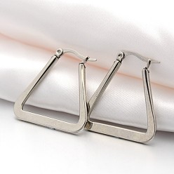 Stainless Steel Color 304 Stainless Steel Angular Hoop Earrings, Stainless Steel Color, 45x41x2mm, Pin: 1x0.6mm
