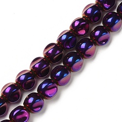 Purple Plated Electroplate Transparent Glass Beads Strands, Full Plated, Twist, Purple Plated, 9.5x10x10mm, Hole: 1.5mm, about 66pcs/strand, 25.98 inch(66cm)