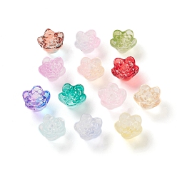Mixed Color Spray Painted Transparent Glass Beads, Lotus, Mixed Color, 7.5x11x11.5mm, Hole: 1.2mm