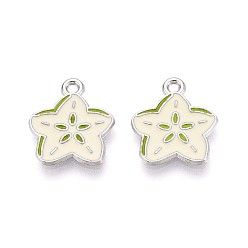 Бежевый Эмалевые подвески из фруктового сплава, карамбола, платина, бежевые, 16x14x1.5 мм, отверстие : 1.4 мм