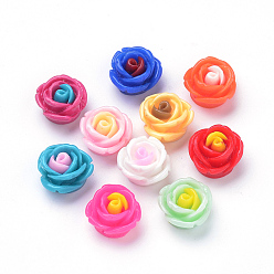 Mixed Color Resin Beads, Rose, Mixed Color, 14x14~15x10mm, Hole: 1mm