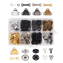 Mixed Color Iron Garment Hook and Eye, Iron Sewing Snap Button, Press Studs and Brass Trouser Fasteners, Mixed Color, 13x8.4x1.75cm