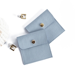 Azul Claro Bolsas de terciopelo para guardar joyas con botón a presión., para embalaje de fiesta de bodas, plaza, azul claro, 8x8 cm