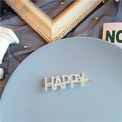 HAPPY Sparkling Crystal Hair Clip with Rhinestone, Sexy Alphabet Hairpin - Elegant and Chic.