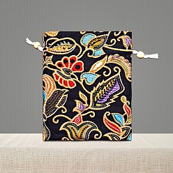 Разноцветный Подарочные сумки для благословения из хлопка и льна в китайском стиле, мешочки для хранения украшений с бархатной внутри, для упаковки конфет на свадьбу, прямоугольные, красочный, 16x12 см