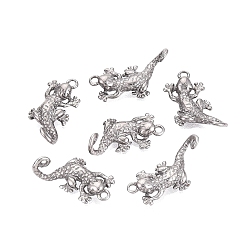 Stainless Steel Color 304 Stainless Steel Pendants, Gecko Charms, Stainless Steel Color, 17~19.5x8.5~10x5~8mm, Hole: 0.9~1.4mm