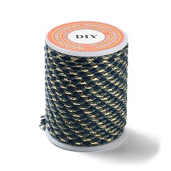 Dark Green 4-Ply Polycotton Cord Metallic Cord, Handmade Macrame Cotton Rope, for String Wall Hangings Plant Hanger, DIY Craft String Knitting, Dark Green, 1.5mm, about 4.3 yards(4m)/roll
