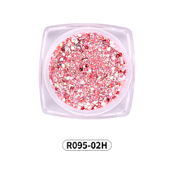 Salmon Shining Nail Art Decoration Accessories, with Glitter Powder and Sequins, DIY Sparkly Paillette Tips Nail, Salmon, 0.1~0.5x0.1~0.5mm, about 0.7g/box