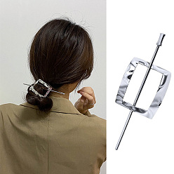 8# square silver Minimalist Geometric Hair Clip for Women, Metal Hairpin with Versatile Design