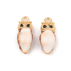 Brun Saddle Laiton émail pendentifs, charmes hibou, selle marron, 14x6x5mm, Trou: 1.4mm