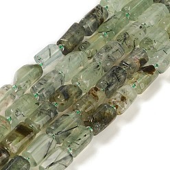 Prehnite Natural Prehnite Beads Strands, with Seed Beads, Faceted, Column, 5.5~7.5mm, Hole: 0.7mm, about 26~33pcs/strand, 15.67''~16.46''(39.8~41.8cm)