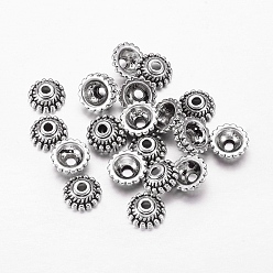 Antique Silver Tibetan Style Alloy Bead Caps, Lead Free & Cadmium Free, Cone, Antique Silver, about 8mm in diameter, 3mm thick, hole: 2mm, Inner Diameter: 5mm