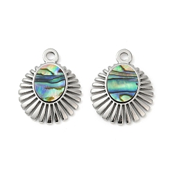 Нержавеющая Сталь Цвет 304 подвески из натуральной ракушки пауа из нержавеющей стали, овальные амулеты, цвет нержавеющей стали, 16.5x13.5x2 мм, отверстие : 1.5 мм