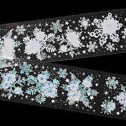Flower Winter Theme PET Waterproof Adhesive Tape, Snowflake Decorative Tape for DIY Scrapbooking, Card Making, Flower, 50x0.1mm, 2m/roll