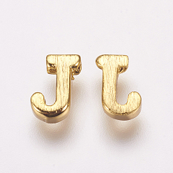 Letter J Brass Charms, Real 18K Gold Plated, Letter.J, 6x3x2mm, Hole: 1mm