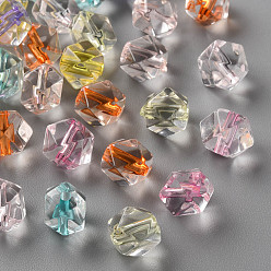 Mixed Color Transparent Acrylic Beads, Faceted, Polygon, Mixed Color, 8x10x9mm, Hole: 1.6mm, about 1300pcs/500g
