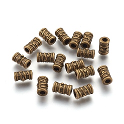 Bronze Antique Perles en alliage de style tibétain, Perles rainurées, colonne, sans cadmium et sans plomb, bronze antique, 9x5.5mm, Trou: 3mm