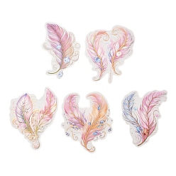 Misty Rose 5Pcs 5 Styles Feather Waterproof PET Stickers Sets, Adhesive Decals for DIY Scrapbooking, Photo Album Decoration, Misty Rose, 93~120x62~85x0.2mm, 1pc/style