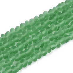 Морско-зеленый Матовые прозрачные стеклянные бусины, треугольные, цвета морской волны, 3~3.5x4~4.5x4~4.5 мм, отверстие : 0.8 мм, около 121~131 шт / нитка, 14.37~15.35 дюйм (36.5~39 см)