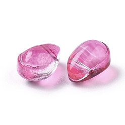 Camellia Transparent Glass Charms, Teardrop, Camellia, 9x6x6mm, Hole: 0.8mm