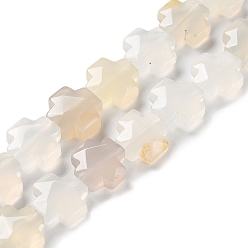 Natural Agate Natural White Agate Beads Strands, Faceted, Cross, 12~13x12~12.5x5~6mm, Hole: 1.4mm, about 17pcs/strand, 8.27 inch(21cm)