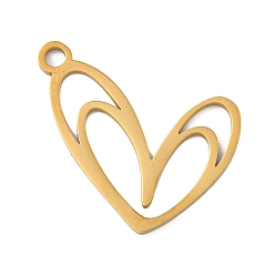 Золотой Ионное покрытие (ip) 304 подвески из нержавеющей стали, лазерная резка, шарма сердца, золотые, 17x22x1 мм, отверстие : 2.5 мм
