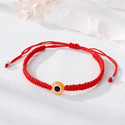 6# Red String Orange Round Eye Bracelet Colorful Handmade Evil Eye Bracelet with Adjustable Drawstring for Women and Men