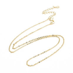 Golden 925 Sterling Silver Cable Chains Necklace for Women, Golden, 15.75 inch(40cm)
