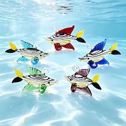 Mixed Color Handmade Lampwork Pendants, Fish with Swirl Stripe Charms, Mixed Color, 31~37x52~56x12~15mm, Hole: 3~5mm