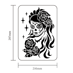 Human Plastic Reusable Drawing Painting Stencils Templates, for Painting on Fabric Tiles Floor Furniture Wood, Rectangle, Women Pattern, 297x210mm
