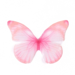 Pink Gradient Color Cloth Butterfly Ornaments, Craft Butterfly, for DIY Hair Accessories, Wedding Dress, Pink, 45mm