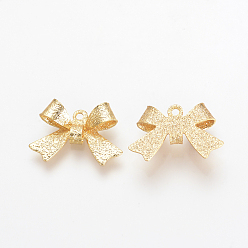 Real 18K Gold Plated Brass Charms, Nickel Free, Real 18K Gold Plated, Bowknot, 10.5x15x3.5mm, Hole: 1mm