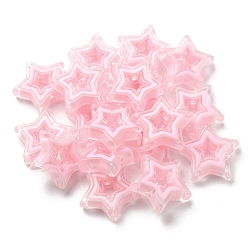 Pink Acrylic Beads, Bead in Bead, Star, Pink, 21.5x22x6mm, Hole: 3mm, about 280pcs/500g