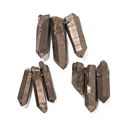 Верблюжий Гальванизированный натуральный кристалл кварца, самородки, Топ пробуренной, верблюжие, 21~43x5~13 мм, отверстие : 1 мм, 3 шт / комплект