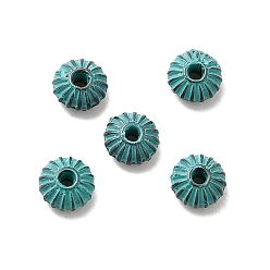 Античный Бронзовый Зеленый Тибетском стиле сплав Шарики прокладки, рондель, без кадмия, без никеля и без свинца, долговечный, античная бронза и зеленая патина, 6x3 мм, отверстие : 1.2 мм