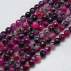 Dark Orchid Natural Agate Round Beads Strand, Dyed, Faceted, Dark Orchid, 10mm, Hole: 1mm, about 38pcs/strand, 14.56 inch