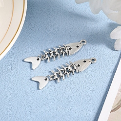 Античное Серебро Сплавочные подвески тибетского стиля, череп рыбы, античное серебро, 50x11 мм