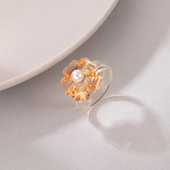 18344 Transparent Resin Rings in Candy Colors with Minimalist Floral Design