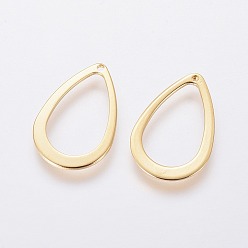 Real 24K Gold Plated 304 Stainless Steel Open Pendants, Teardrop, Real 24k Gold Plated, 17x11x1mm, Hole: 0.8mm