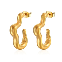 Golden 304 Stainless Steel Stud Earrings, Half Hoop Earrings, Cloud, Golden, 19x18mm