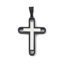 (52) Непрозрачная лаванда 304 подвески из нержавеющей стали, амулет двойного креста, разноцветные, 42x27.5x3 мм, отверстие : 7x4 мм