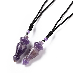 Аметист Кулон в форме маятника из натурального аметиста с нейлоновым шнуром для женщин, 32.28~35.04 дюйм (82~89 см)