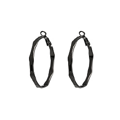 E3658 Minimalist Gothic Style Circle Earrings for Women with Fashionable Gunmetal Black Finish