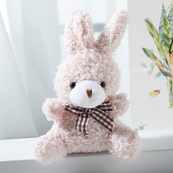 Misty Rose Cute Plush PP Cotton Rabbit Doll Pendant Decorations, with Alloy Findings, for Keychain Bag Hanging Decoration, Misty Rose, 10cm