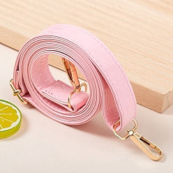 Pink PU Imitation Leather Bag Handles, with Metal Clasps, Pink, 140x2.4cm