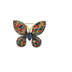 Разноцветный Нежная брошь-бабочка со стразами, булавка на лацкан из легкого золотого сплава, красочный, 38x31 мм