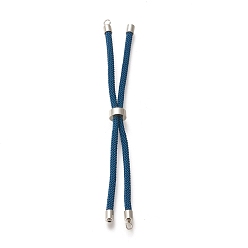 Marine Blue Nylon Twisted Cord Bracelet, with Brass Cord End, for Slider Bracelet Making, Marine Blue, 9 inch(22.8cm), Hole: 2.8mm, Single Chain Length: about 11.4cm
