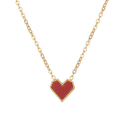 Red Titanium Steel Heart Pendant Necklace for Women, Red, 15.75 inch(40cm)
