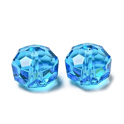 Light Sapphire Transparent Glass Beads, Faceted, Rondelle, Light Sapphire, 8x5mm, Hole: 1.2mm