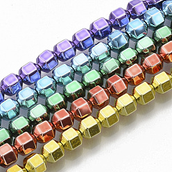 Mixed Color Electroplated Non-magnetic Synthetic Hematite Beads Strands, Mixed Color, 6x5.5x5mm, Hole: 0.9mm, 70~71pcs/strand, 15.94 inch(40.5cm)
